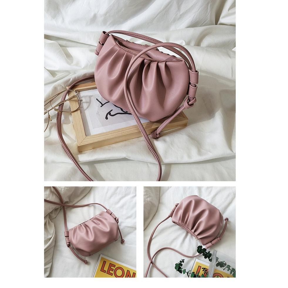 [GNB. 964671] TAS SELEMPANG WANITA MURAH CROISSANT KERUT FASHION KOREA IMPORT FLEMI KECIL MINIBATAM 