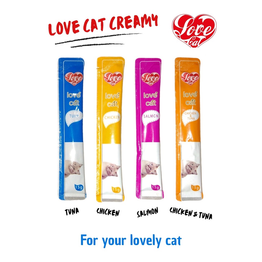 Love Cat Creamy Treats 15gr ( per pcs ), Cemilan Snack Kucing