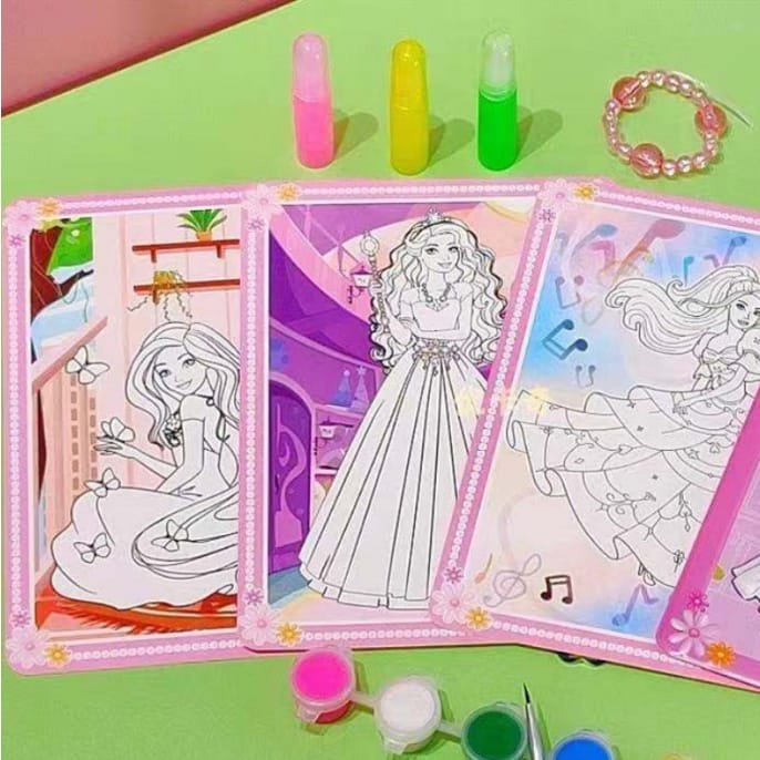 MAINAN ANAK CEWEK DIY 3D COLORING MEWARNAI PRINCESS PINK