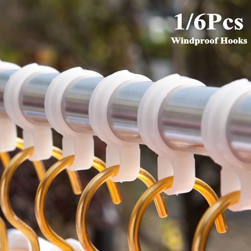 1/6Pcs Anti-slip Windproof Hook for Clothes Hanger Rod / Home Clothes Hanger Buckle Hook Clip / Anti-dropping clip buckle