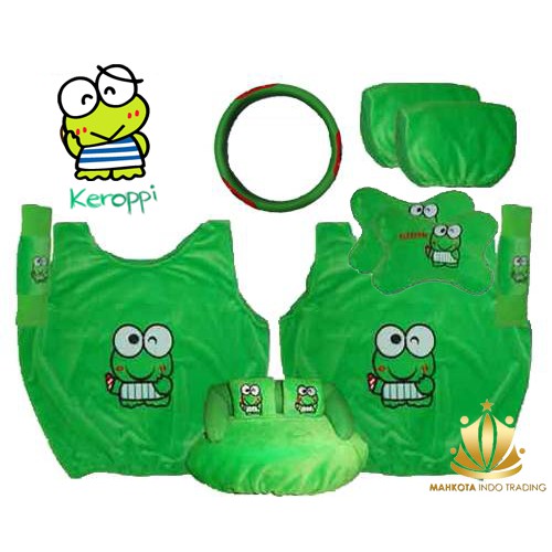 Sarung Jok Mobil Universal 6 in 1 / Bantal Mobil / Car Set Mobil Keroppi / Keropi 6in1