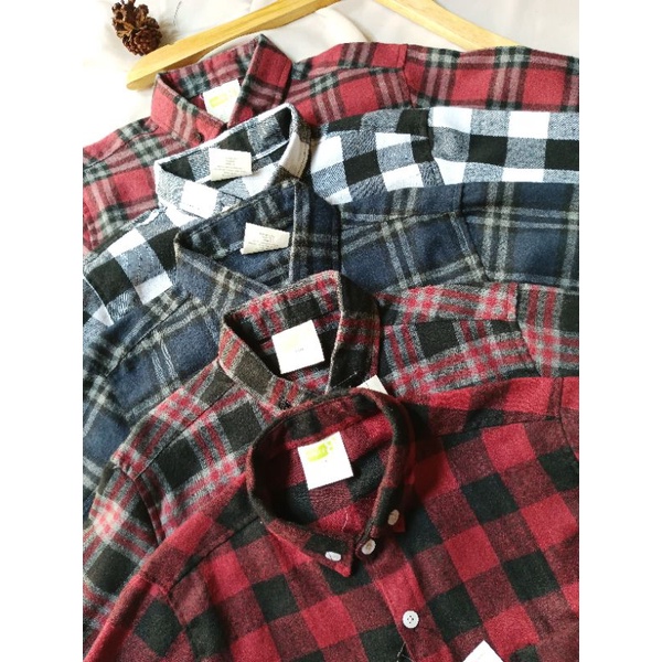 kemeja flanel anak laki-laki dan perempuan unisex flanel kotak