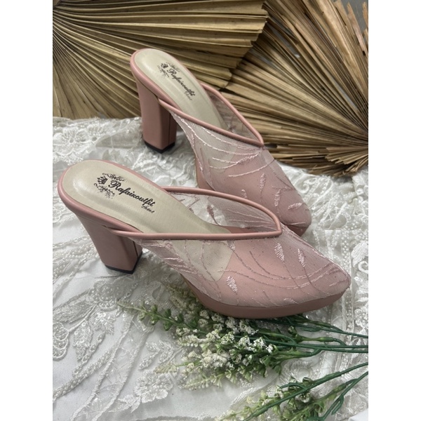 sepatu wanita wedding johana dustypink 9cm tahu