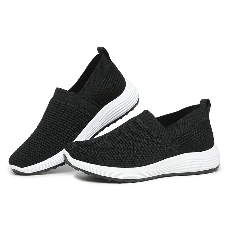 [GROSIR][COD] SEVEN_DAY SEPATU RAJUT SLIP ON WANITA OLAHRAGA TANPA TALI SPORT SHOES HITAM A-667