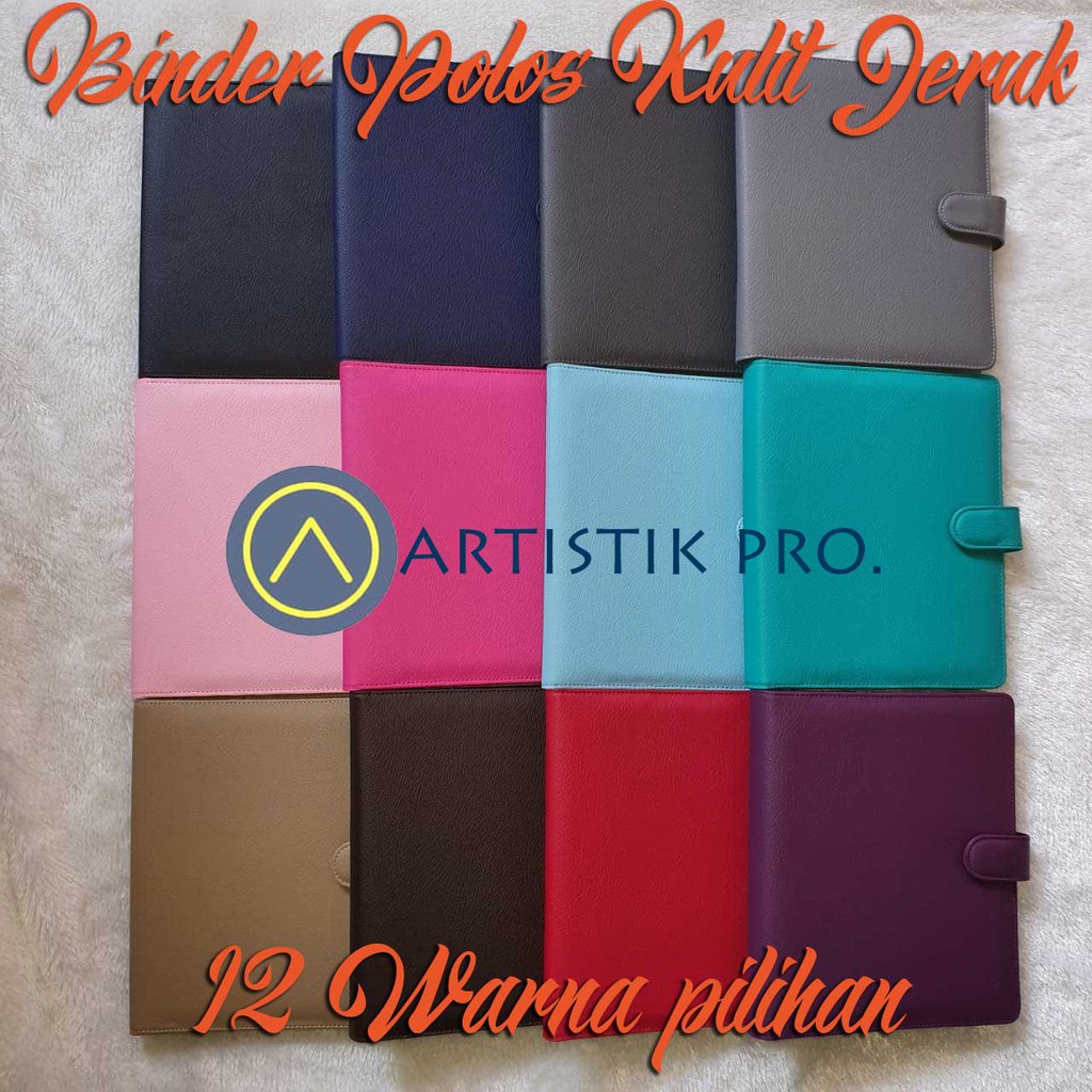 BINDER POLOS KULIT  JERUK  12 WARNA PILIHAN A5 20RING B5 