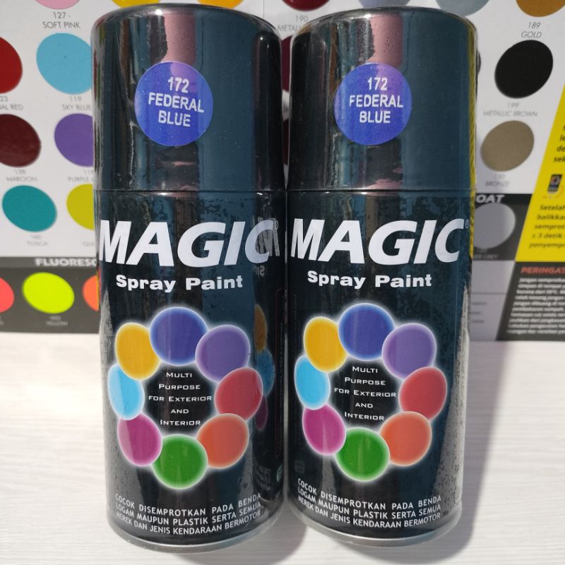 Magic Spray Paint Pilox Pilok Cat Magic Federal Blue /Biru Federal Glossy 172 300cc Cat Semprot Serbaguna Magic Ukuran Besar 300 cc