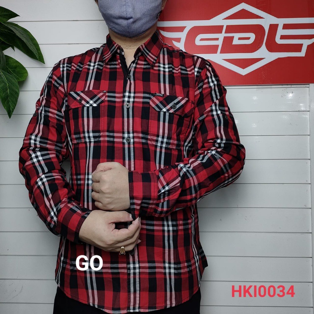 BB CDL By (CARDINAL) Pakaian Pria Kemeja Hem Casual Slimfit Lengan Panjang Motif Distro Original