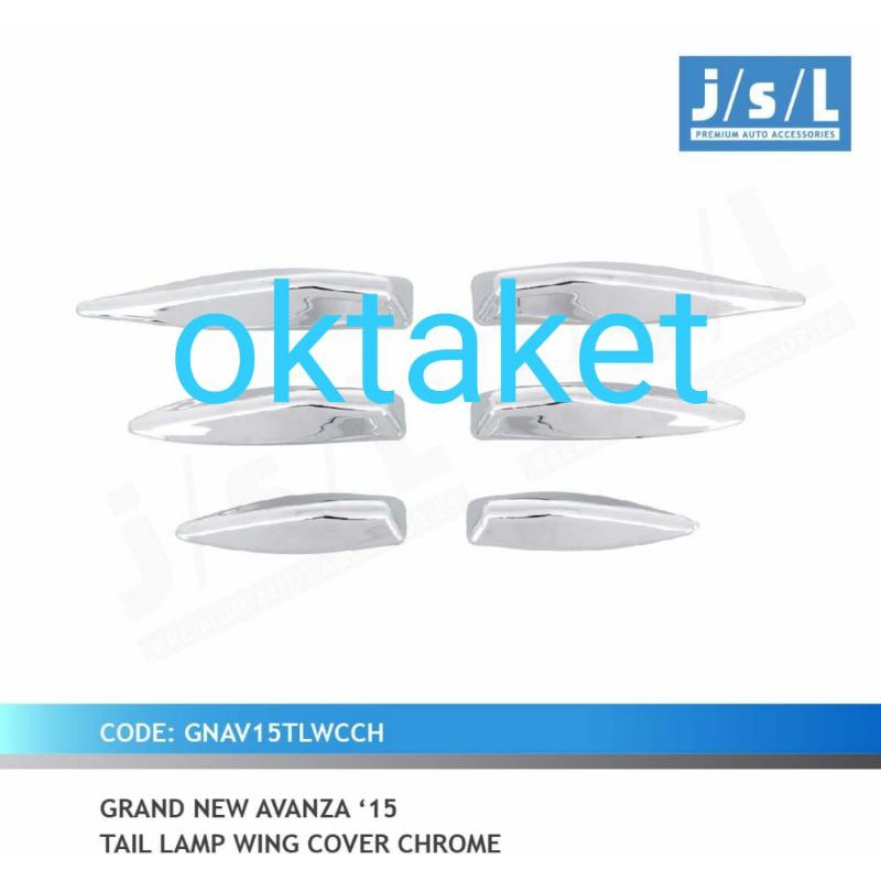 list Garnish lampu belakang grand Avanza Xenia chrome jsl tail lamp wing cover chrome jsl