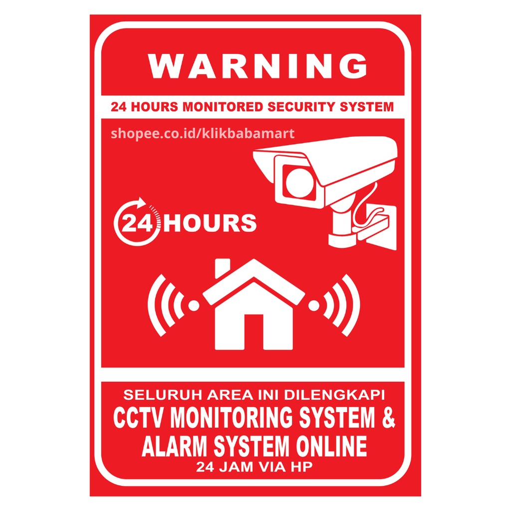 

STIKER CCTV+ALARM VINYL HIGH QUALITY LAMINASI GLOSSY STICKER 1/2 A4 R2