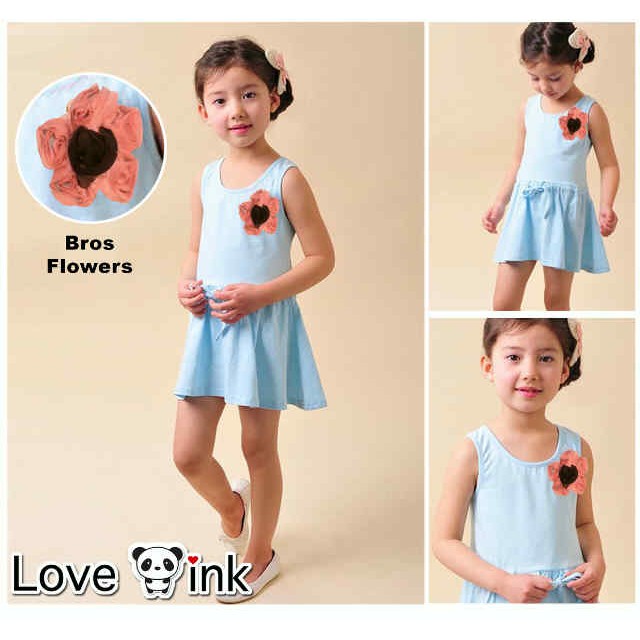 DRKD48 - Dress Anak Blue Bros Flower