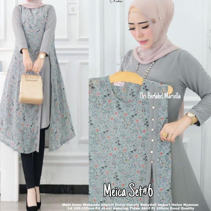 Bagus Dipakai.. RESTOK BANYAK Meica set #4 by marsella ld 100-118 allsize tunik wanita bahan wakanda