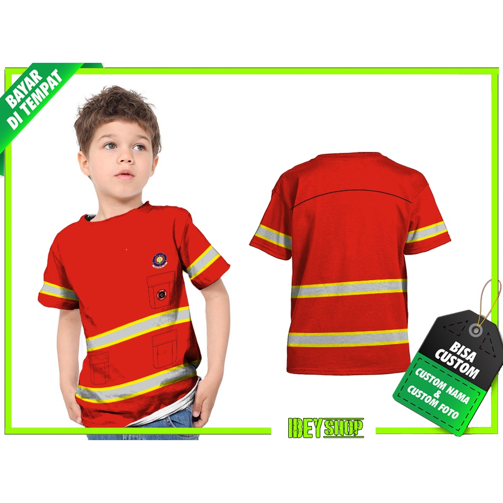 Kaos Anak DAMKAR Pemadam Kebakaran Custom Fullprint