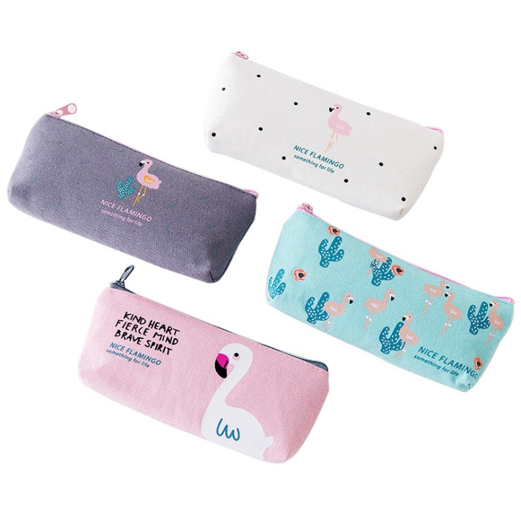 Tempat Alat Tulis Karakter Burung FLAMINGO / Tempat Pensil Motif Flamingo / Stationary Bag Flamingo