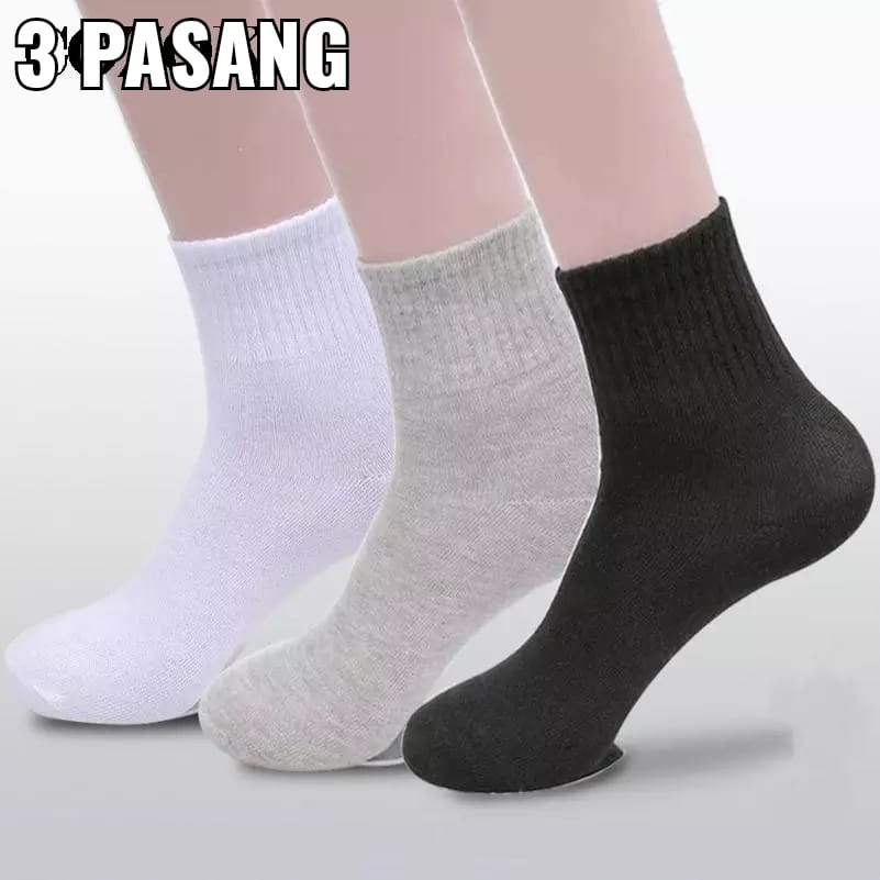 Termurah 3 Pasang Kaos Kaki Olah Raga Cowok Polos Diatas Mata Kaki Kaos Kaki Sekolah Polos Hitam Putih Abu Men Shocks Kaus Kaki Kerja Kos Kaki Unisex Cewe Cowo