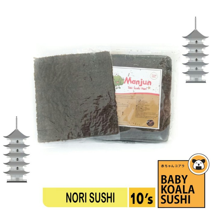 

MINUM-SIAP-DRINK-TO-READY- NORI SUSHI HALAL 10 LEMBAR | MANJUN KOREA YAKINORI LAVER SEAWEED - 10