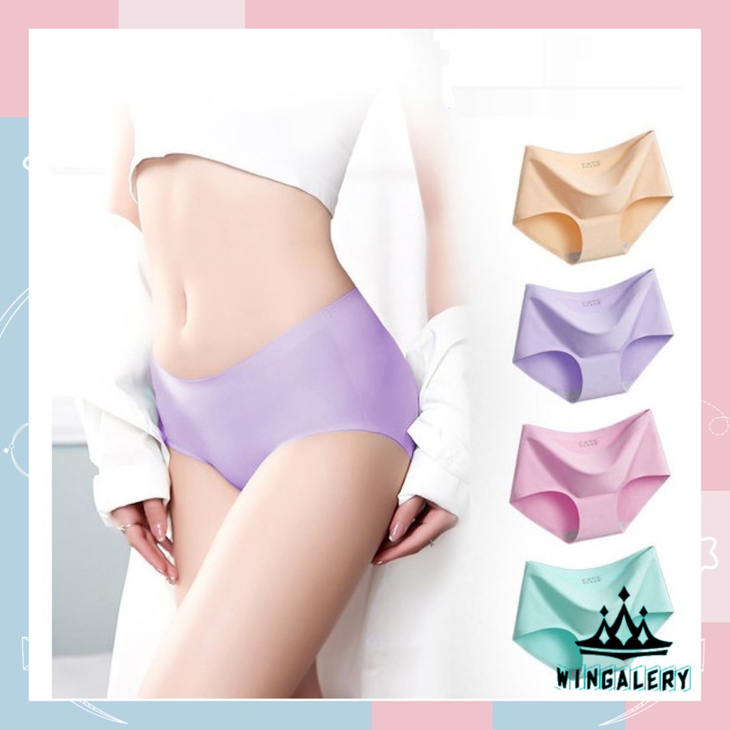 WINGALERY Celana dalam wanita model segitiga bahan ice silk seamless cd import undies - 2014