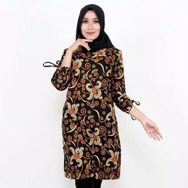 Batik Tunik Shibori Jumputan Terbaru Size S-3l / Hrb026 Yelbor Navbor / Biru Putih / Original..