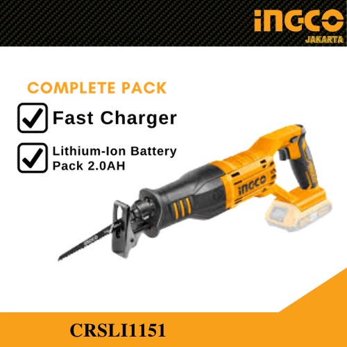 GERGAJI BESI CORDLESS 20V PACK 2.0AH RECIPROCATING SAW INGCO CRSLI1151