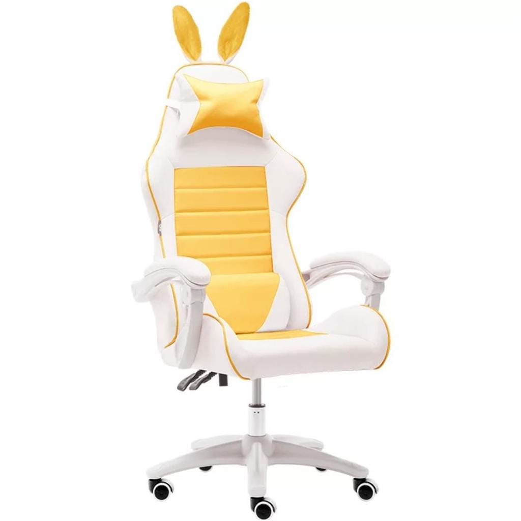 Premium Quality Kursi Gaming Game Chaho Chair Computer Kursi Kerja Hidrolik Murah Kursi Balap-222 Yellow Non Foot