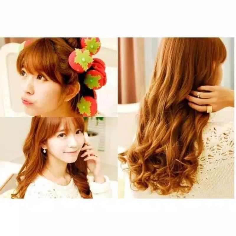 Magic strawberry roll sponge - hair curler - alat keriting rambut tanpa catok