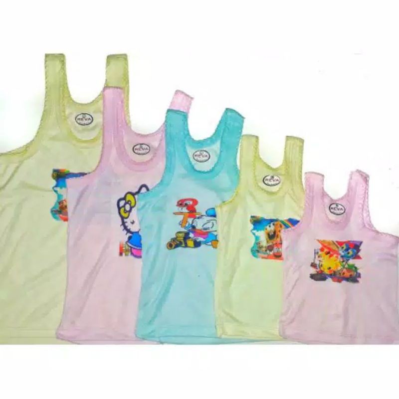12 pcs / Lusin  Kaos Dalam Anak Singlet Gambar / Singlet Anak Murah / Singlet Bayi