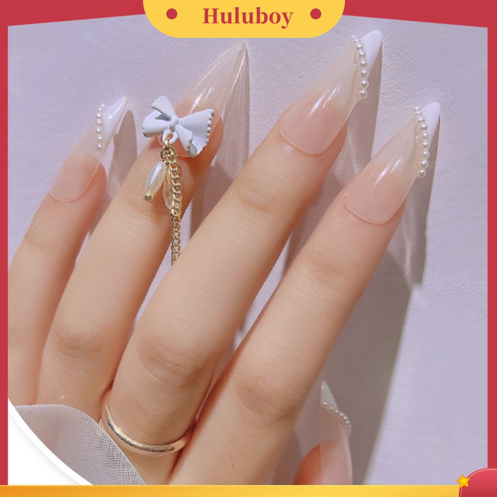 Huluboy Huluboy♡ 3 Pcs / Set Ornamen Rantai Cincin Pita 3D Efek Tidak Pudar Untuk Dekorasi Kuku Manicure Wanita