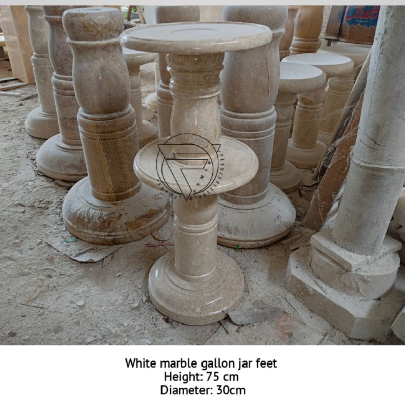 Kaki tempat dudukan guci galon marmer putih T.75 D.30