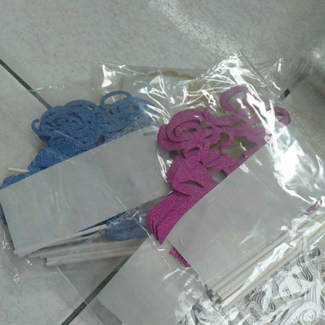 Grosir Per 10 Pcs - Cake Topper Hbd Glitter