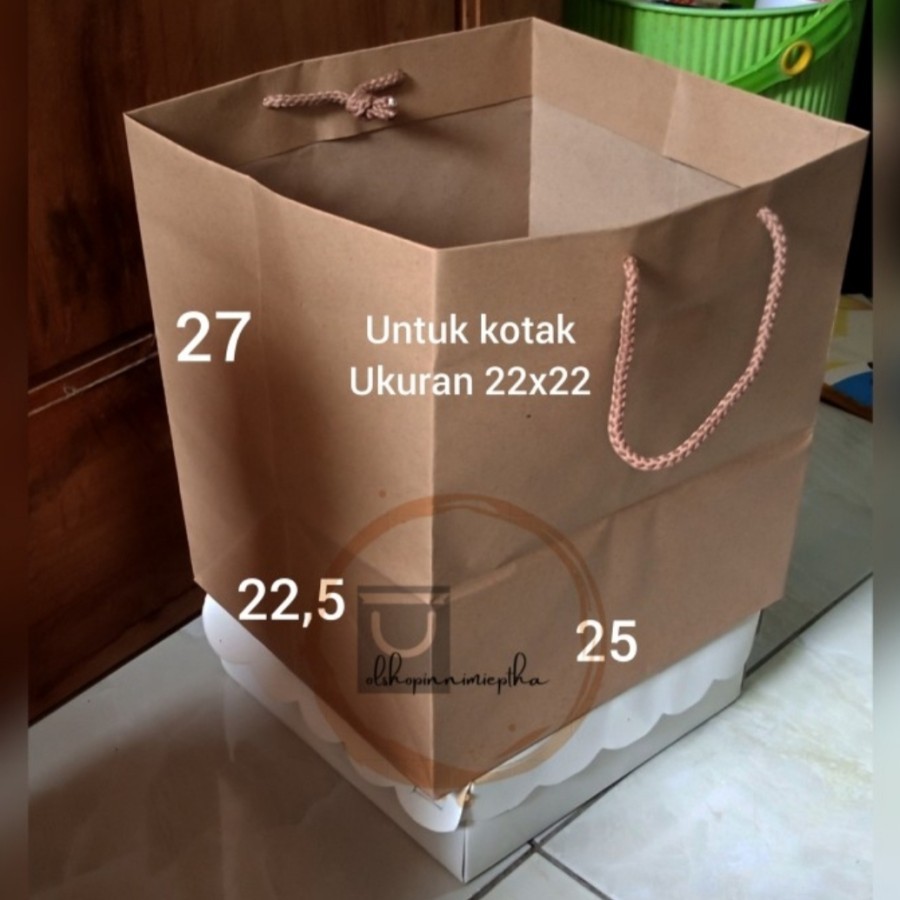 

Paper Bag Tas Kertas Coklat Polos Kue Cake untuk Kotak 22x22cm