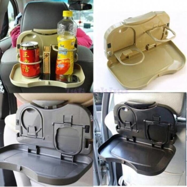 Meja lipat makan minum headrest mobil travel dining tray