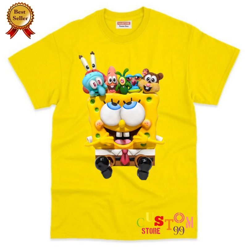 BAJU KAOS ANAK SPONGEBOB SQUAREPANTS TERBARU BAHAN PREMIUM FREE NAMA