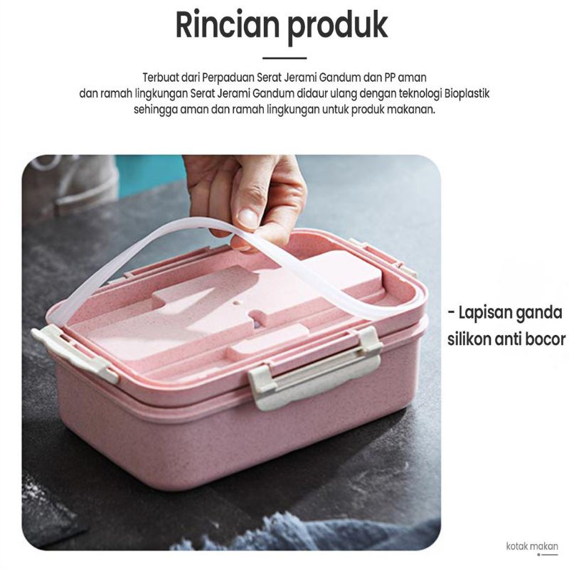 Kotak Makan Jerami Anti Tumpah/ Lunch Box Tempat Makan