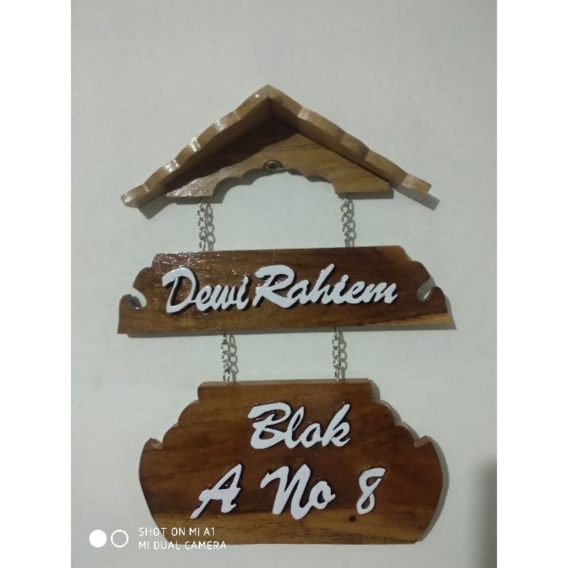 Papan Nama Gantung dan Nomor Rumah dari Kayu Jati