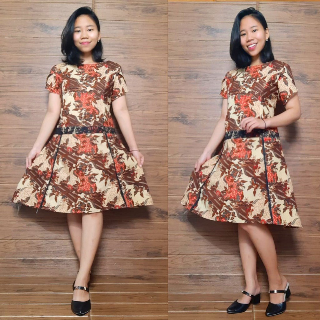 SB Collection Dress Midi Berlyan Lengan Pendek Batik Wanita