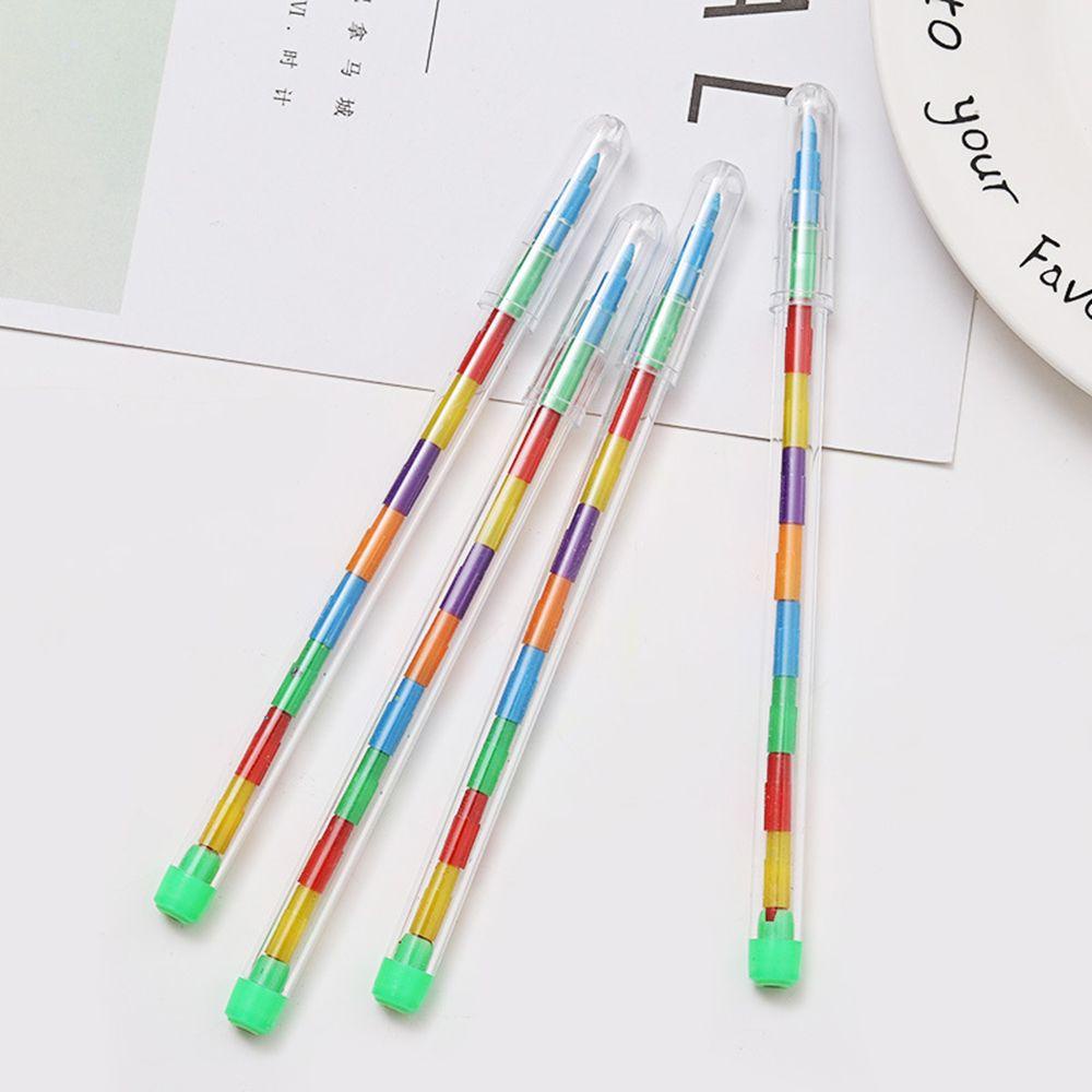 【 ELEGANT 】 Crayon Lucu Perlengkapan Kantor Sekolah Gambar Siswa Pen Stacker Minyak Pastel Tergantikan Pensil Anak