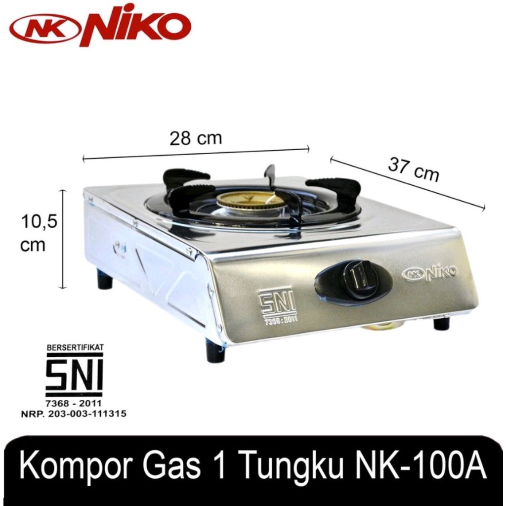 NIKO KOMPOR GAS 1 TUNGKU STAINLESS [gerai]