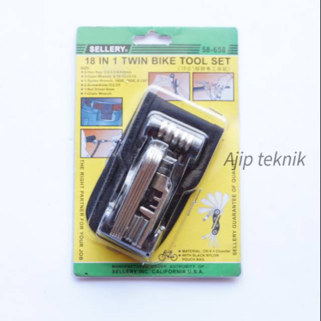 Kunci L lipat serbaguna 18 in 1 SELLERY 58-658 Twin Bike Tool Set