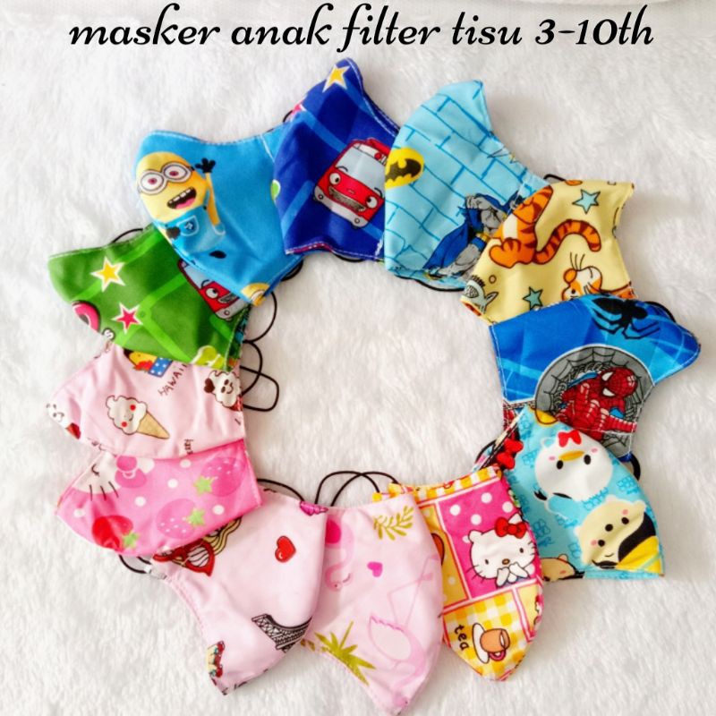 Bisa diisi tisu !! Masker anak 2 lapis kualitas bagus