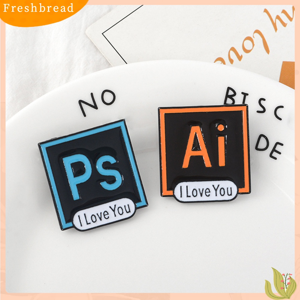 [ TERLARIS]PS AI PR AU Photoshop Illustrator Brooch Pin I Love You Shirt Lapel Enamel Badge