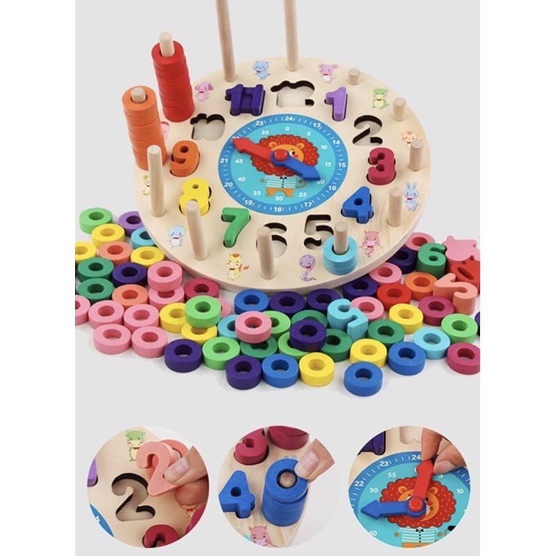 rainbow digital clock - wooden clock - jam kayu anak - mainan edukasi anak -hadiah anak cowok cewek