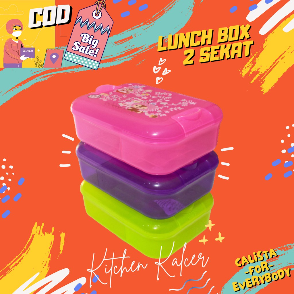 TEMPAT BEKAL PREMIUM CALISTA AKAN LUNCHBOX SEKAT 2 / KOTAK BENTO KOTAK MAKAN ANTI TUMPAH 700ML