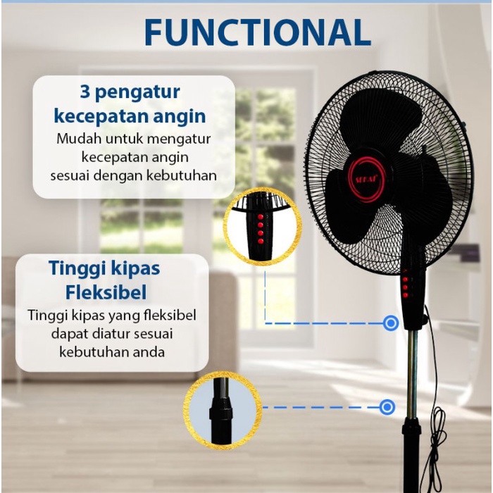 SEKAI Stand Fan 16 Inch SFN1620 Kipas Angin Tumpu SFN 1620