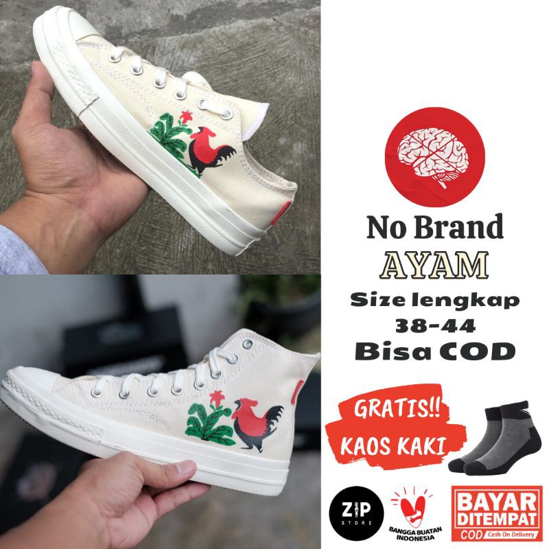 SEPATU NOBRANDS AYAM JAGO HIGH SNEAKER NO BRAND AYAM ORIGINAL SNEAKERS NO BRANDS AYAM JAGO CREAM