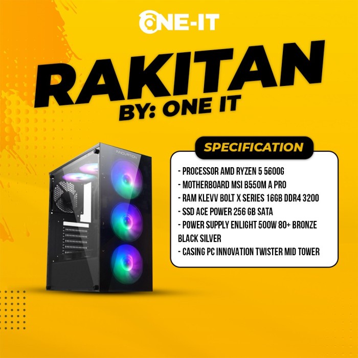 PC RAKITAN RYZEN 5 5600G | RAM 16 GB | SDD 256 GB