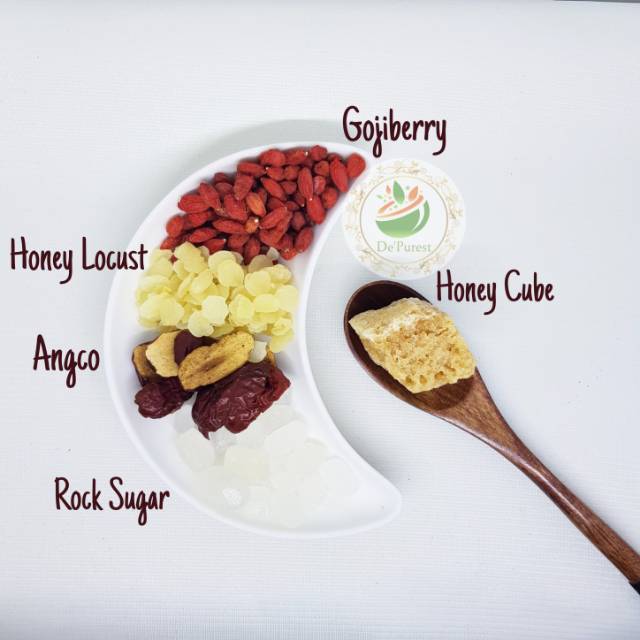 

Paket Chinese Honey Locust Dessert Collagen Snow Lotus Seed 5 in 1 Import FREE Basil Seed