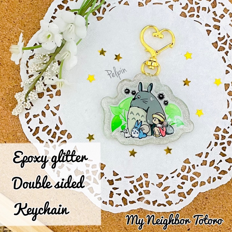 gantungan kunci epoxy glitter tonari no totoro my neighbor totoro ghibli resin epoxy keychain kilat