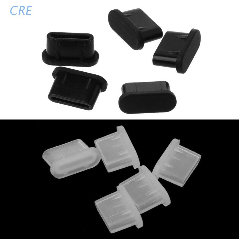 Cre 5pcs Cover Pelindung Port Charger Usb Tipe C Anti Debu Bahan Silikon Untuk Samsung / Huawei