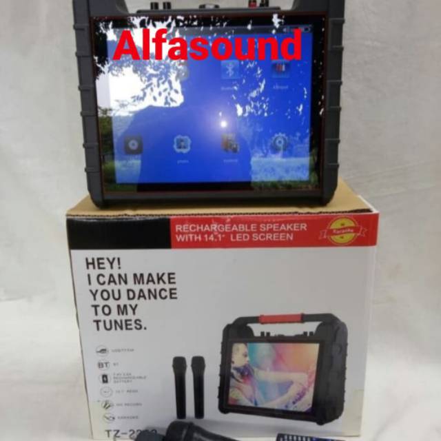 Speaker Portable Layar 14 Inch TZ2202 TZ 2202 Screen Layar Karaoke box