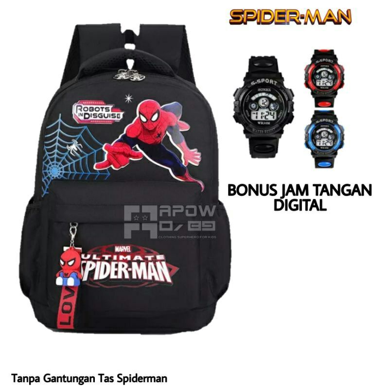 tas ransel anak tas sekolah tk-sd anak laki-laki FREE JAM tangan tas sekolah motif spiderman tas punggung