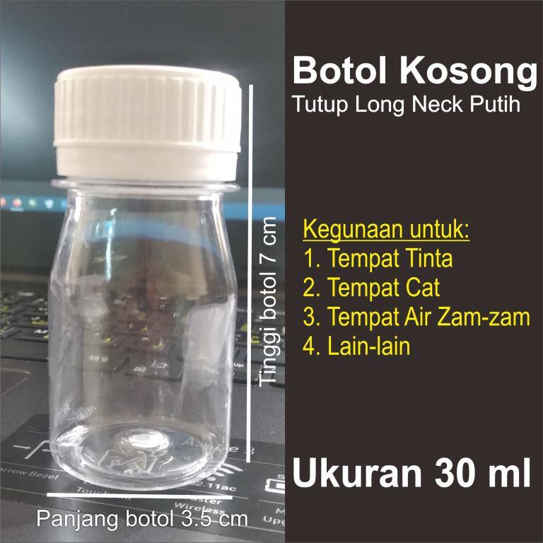 PAKET BOTOL KECIL KOSONG UKURAN 30 ML (ISI 6 BOTOL) UNTUK TINTA ATAU CAT KALIGRAFI